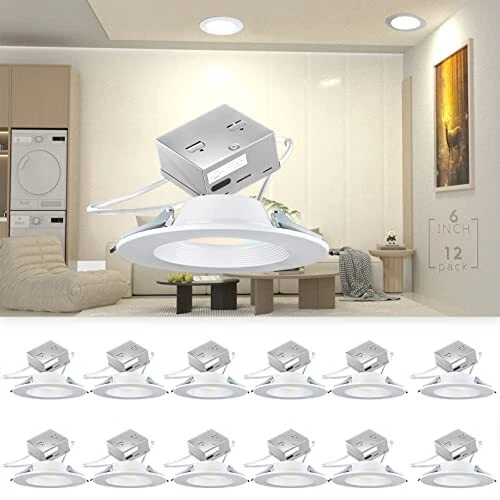 12 Pack Led Recessed Lighting 6 Inch Cri90 3000k 4000k 5000k