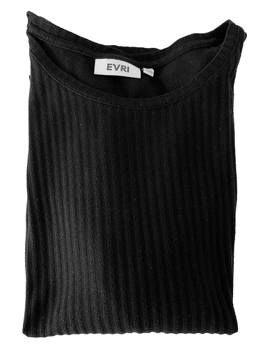 EVRI Black Ribbed Long Sleeve Shirt Rayon Spandex Size 1X - Picture 6 of 6