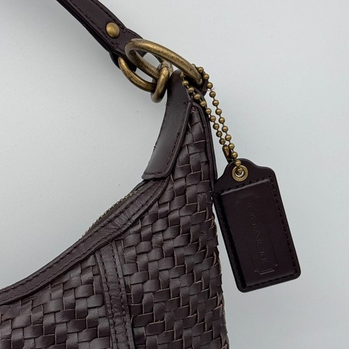 Vintage Coach Kristin geflochtenes Leder Hobo Schultertasche Handtasche Reißverschluss braun - Bild 7 von 20