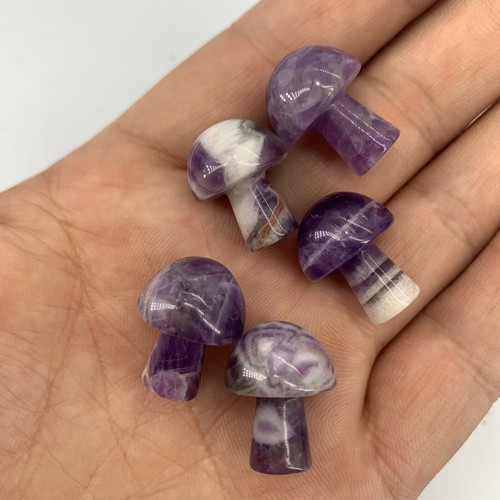 5pc Natural Quartz dream Amethyst crystal Hand Carved mushroom healing - Picture 2 of 9