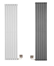 Anthracite & White Electric 1600H x 408W Single Panel Flat Tube Radiator Tall