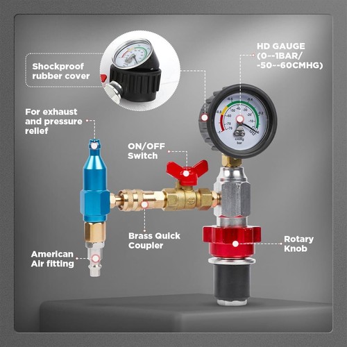Universal Coolant Vacuum Refill Kit,Cooling System Vacuum Purge with 5 Adapters - Picture 6 of 9
