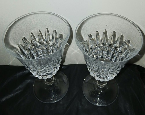 Set/6 WM Dalton French Lead Crystal cut wine glass verite pattern, 5 1/4" x 3" - Picture 4 of 9