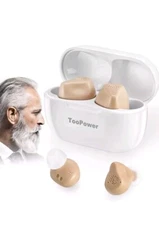 TooPower True Hearing Aid TM-216  OTC Digital Skin Tone With White Charging Case