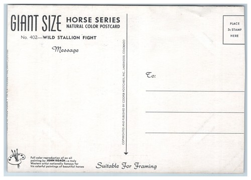 Lote de postales gigantes C1950 Wild Horse Stallion Fight John Roach Lake Geneva WI - Imagen 9 de 9