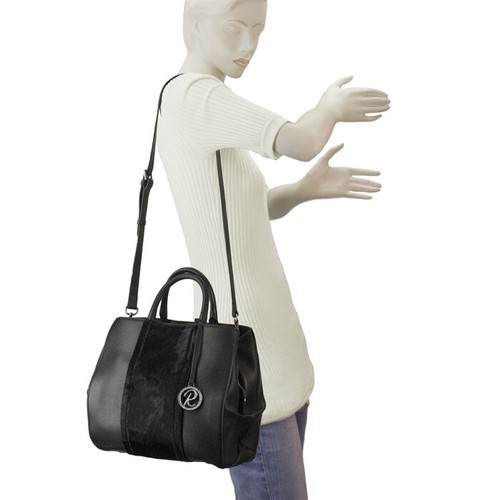 Raviani Satchel Bag in Black Calfskin & Crocodile Leather - Picture 2 of 32