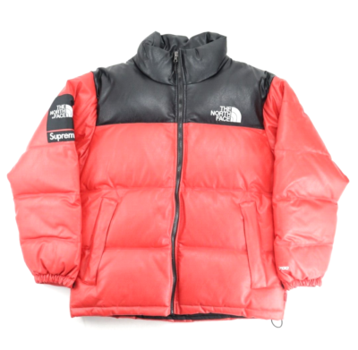SUPREME X THE NORTH FACE LEATHER NUPTSE JACKET RED FW17 SIZE SUPREME X THE NORTH FACE LEATHER NUPTSE JACKET RED FW17 SIZE