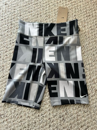 Nike - Girls- Dri-FIT One Bike Shorts - XL Smoke Gray and Black NWT $30 - Picture 3 of 7