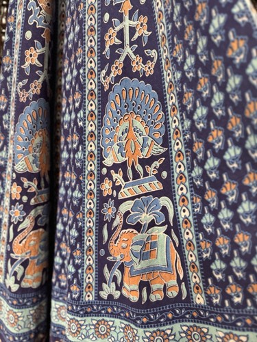 Vintage 70’s Festival Maxi Dress Hand Printed Peacocks Peasant Festival - Picture 4 of 8