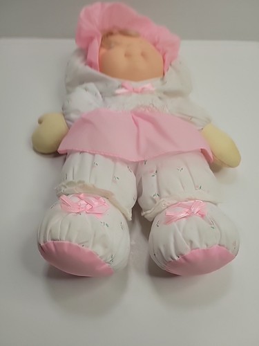 Fisher Price Puffalump Kids Girl Baby Doll Pink Dress Blonde Flowers Pattern VTG - Picture 3 of 7