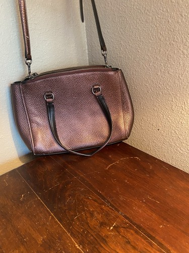 Coach Stanton Carryall 26 in Pebble Leather Metallic Burgundy 36877 - Picture 19 of 20