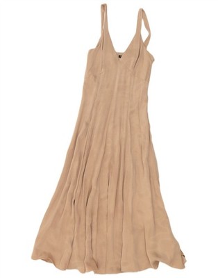 Massimo Dutti Damen Maxikleid ärmellos EU 34 2XS beige Polyester GV08