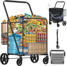Heavy Duty Folding Shopping Cart Waterproof Bag 360° Swivel Wheels 440lbs