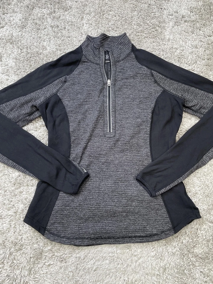 Lululemon Half Zip Pullover Womens 8 Black Gray Running Thumbholes Workout - Image 2 of 4
