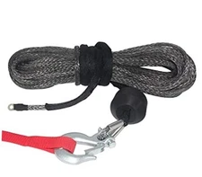  3/16" 50FT 7000Lbs Synthetic Winch Rope, with Hook and Damper Gray Color 
