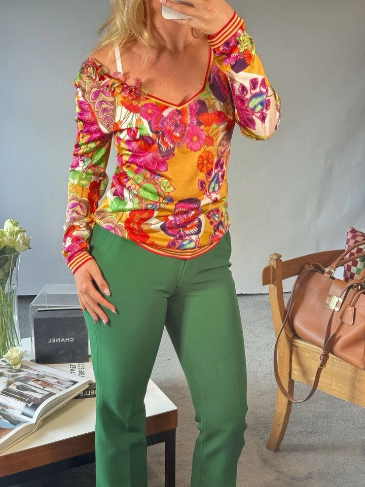 CHRISTIAN DIOR Boutique Top UK 12 Rare Vintage 2005 Collection Multi Long Sleeve - Image 3 of 4