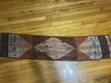 Halston Long Scarf all Silk Fall Colors Floral Print Brown Beige Tones