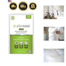 AllerEase 100 Breathable Cotton Pillow Protector for Sleeping, Standard 26" ...