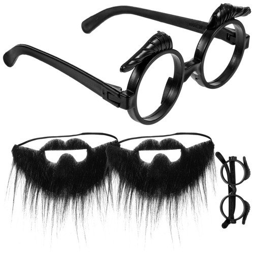 2 Sets Beard Glasses Dressing up Funny Costume Eyewear Accessory - Picture 7 of 12