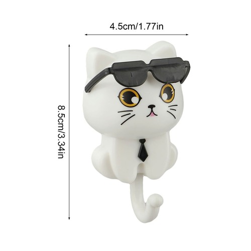Whimsical Cat Coat Hooks with Sunglasses for Organizing Keys and Towels - Afbeelding 9 van 12