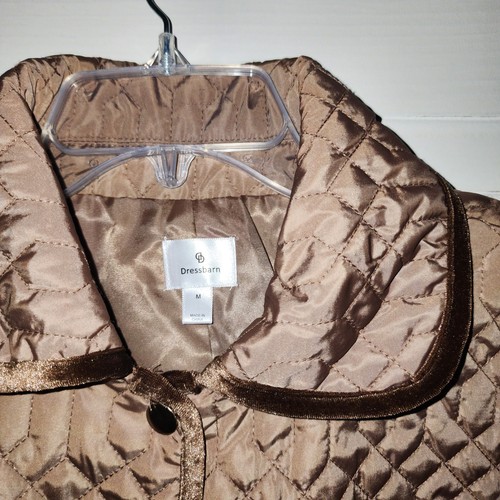 Abrigo Mujer Talla Mediana Vestido Granero Marrón Acolchado Botón a Presión Cuello Chaqueta - Imagen 4 de 9