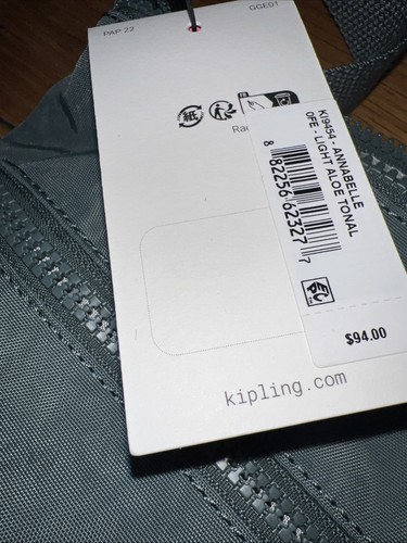 Kipling Annabelle Crossbody Bag Double Zip Light Tonal Green KI9454 NWT - Picture 10 of 11