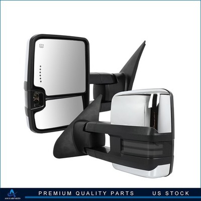 Power Heated Dynamic Signals Light Towing Mirrors Chrome For 07-17 Toyota Tundra