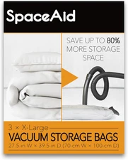 SpaceAid Jumbo Vacuum Storage Bags, Space Saver Sealer X-Large 3 Pack, Clear 