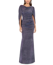 Betsy & Adam Glitter Drape-Back Cape Gown MSRP $299