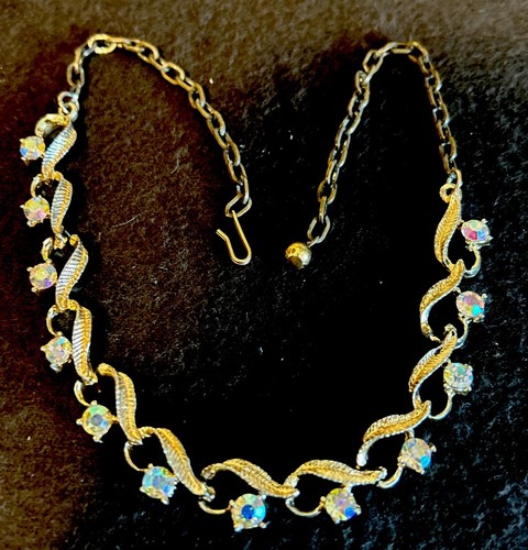 Vintage auffälliger Halsreif mit Strass goldfarben - Bild 3 von 7