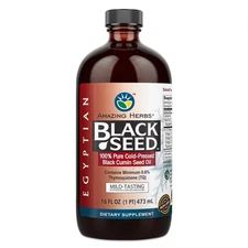 Amazing Herbs Egyptian Black Seed Oil - Gluten Free Non GMO Cold Pressed Nige...