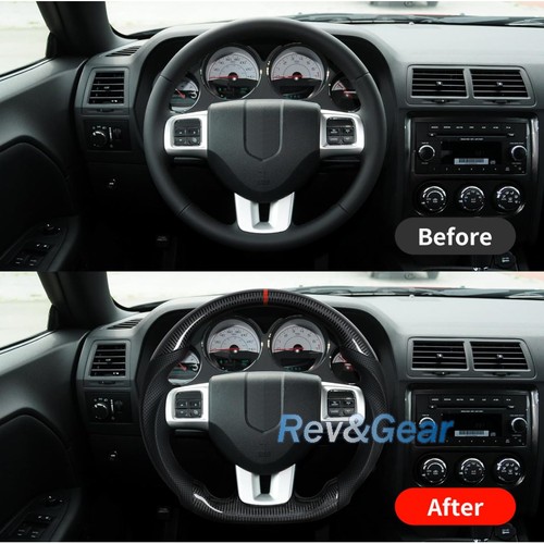 Real Carbon Fiber Racing Steering Wheel For Dodge Charger Challenger 2011-2014 - Picture 4 of 8