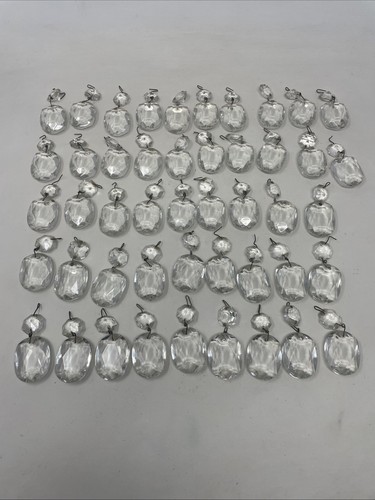 Lot of 47 Chandelier 2.5” Teardrop Crystal Glass Prisms Vintage Lamp Light Parts - Picture 1 of 7