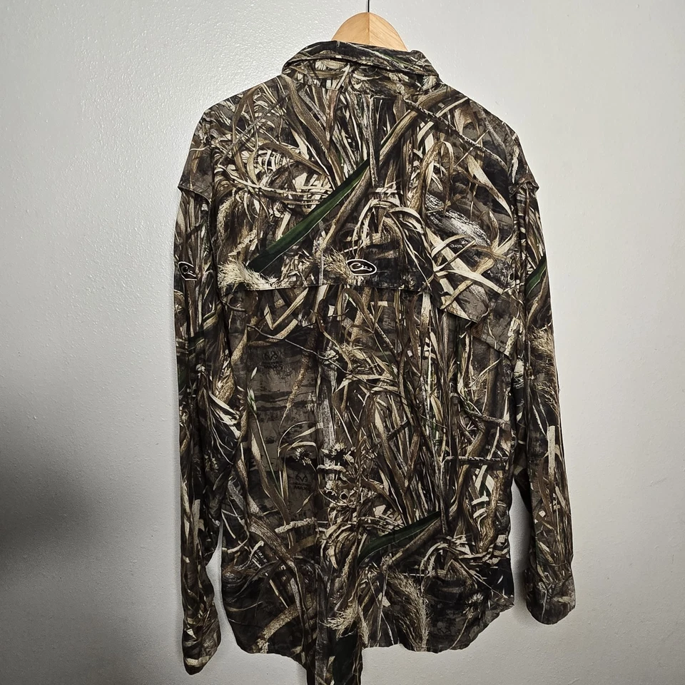 Drake Button Down Shirt Men's 2XL REALTREE Max-5 Waterfowl Hunting Camo Vented - Image 2 of 4