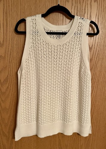 Womens XL Sleeveless Sweater -A New Day- Cream Crocheted CLOSET CLEANOUT