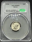 1916 MERCURY SILVER DIME CAC GRADED AU58 FB FULL BANDS 08EF26