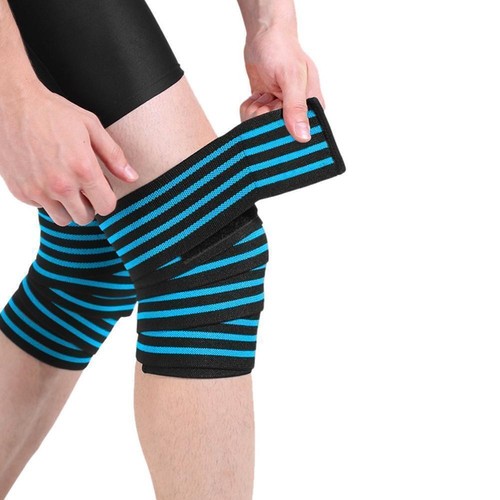 Fitness Haltérophilie Jambe Genou Sangles de Compression Enveloppes Bandages Élastiques X6E4 - Photo 4/14