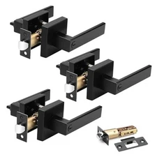  Privacy Door Handles,Heavy Duty Matte Door Lever Hardware,Keyless 3 Pack Black
