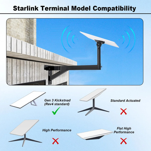 Gen 3 Starlink Mounting Kit Heavy Duty Long Wall Mount, Black - Picture 13 of 13