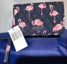 VERA BRADLEY 3 in 1 Crossbody / Wristlet Pink Flamingo Fiesta - Navy Blue - NWT