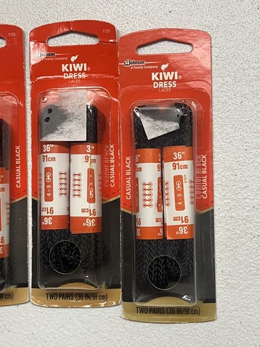 8 PAIRS KIWI dress LACES 36" casual black NEW 1155 - Picture 2 of 4