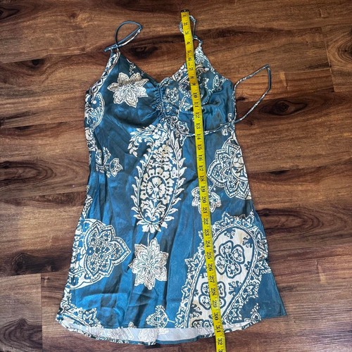 Zara seidiges Schlupfkleid blau und creme Blumenmuster Xs - Bild 5 von 5