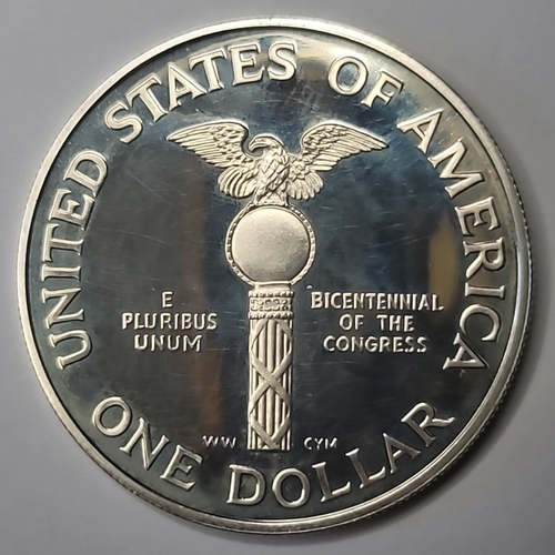 1989-S PROOF 90% SILVER DOLLAR COIN BICENTENNIAL OF CONGRESS - HAZE - TONED - Picture 4 of 10