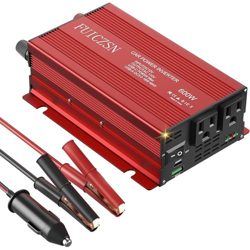 600W Auto Wechselrichter 110V AC Doppelsteckdose USB Schnellladen Sicherheit Schutz - Bild 2 von 9