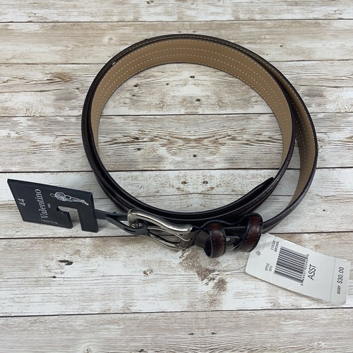 Men's Aurelio Valentino Brown Leather Belt Size 44 XL Unused NWT - Picture 2 of 6