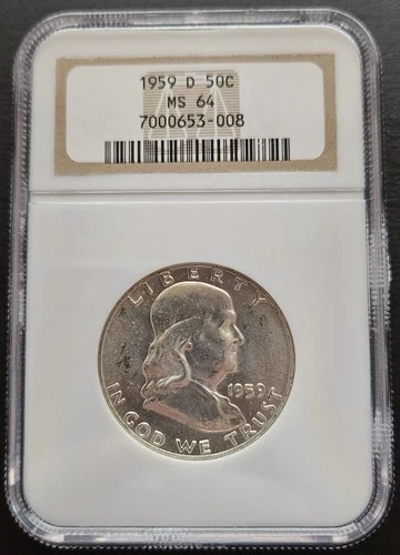 1959-D Franklin 50C - NGC MS-64