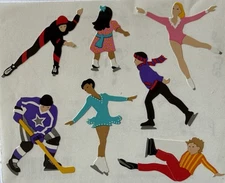 ICE SKATERS Stickers(7pc) Mrs.Grossman's•Figure Skating •Hockey•Card Making•
