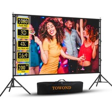 Outdoor Projector Screen with Stand, 200 Inch Portable Projection Screen - Du...