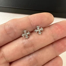 8mm CZ Cross Stud Earrings for Men Women Streetwear Hip Hop Punk Unisex Style