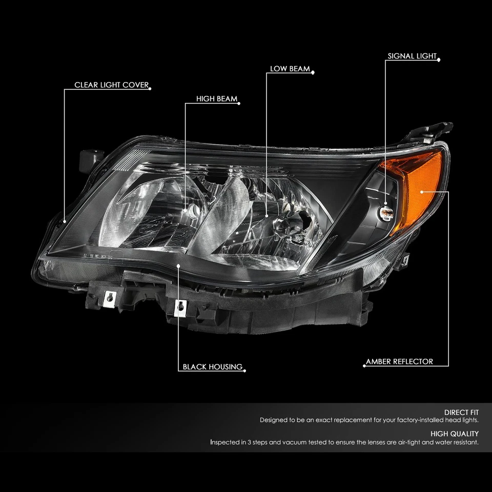 PARA 09-13 SUBARU FORESTER ESTILO OE CARCAÇA PRETA LÂMPADAS DE FAROL DE CANTO ÂMBAR - Imagem 2 de 4